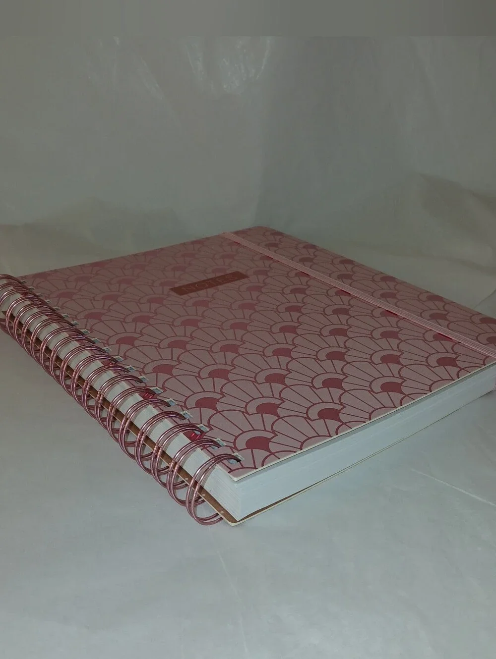Art Deco Hardcover Wirebound Journal With 2 Pockets, Pink, James Burke